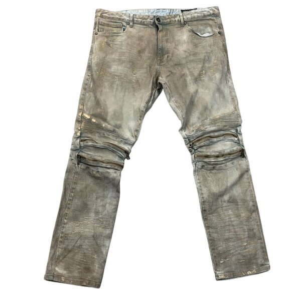 Smoke Rise Mens Biker Jeans Size 42x32 Slim Straight Streetwear Grunge Retro - Picture 1 of 15